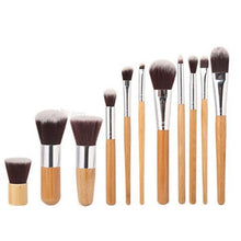 Load image into Gallery viewer, 11pcs Natural Bamboo Makeup Brushes